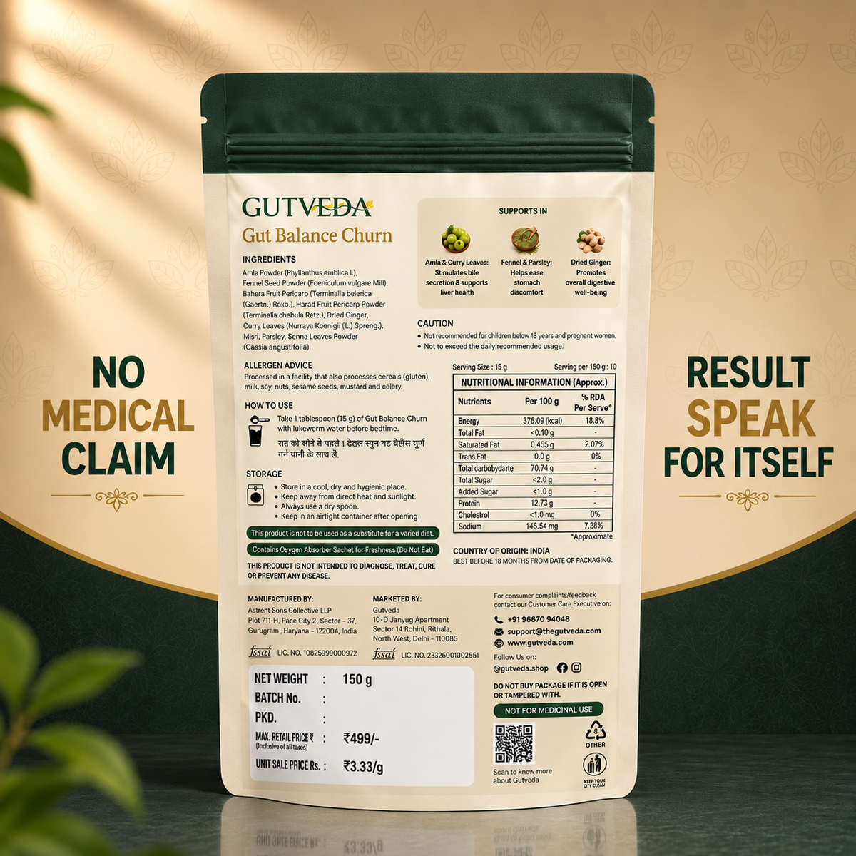 Gutveda Churn - A Trusted Formula for Gas, Heartburn, Digestion & Regular Bowel Cleansing